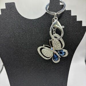 Butterfly Bag Charm/keyring with crystal/rhinestones